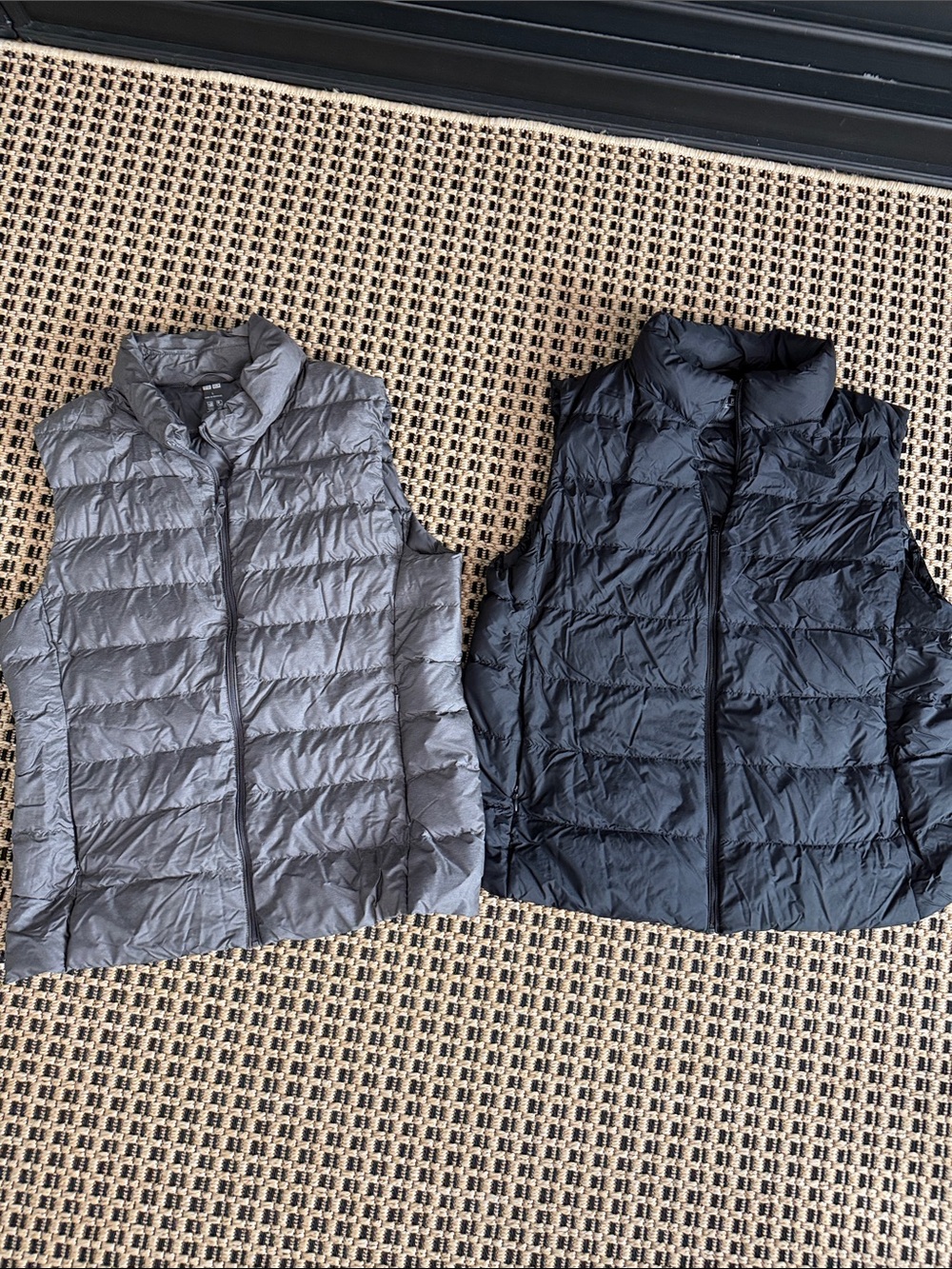 (2) Uniqlo Lightweight Heat DownVest - Gray and Black